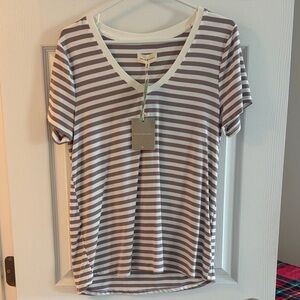 Thread & Supply Gray and White Striped V-Neck Tee from Stitch Fix.